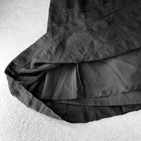 Madewell Puff-Sleeve Ruffle-Hem Mini Dress Size 00 Black Lined Woven Plaid - Picture 12 of 16